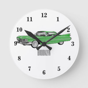 Horloge Ronde Illustration de dessin de voiture classique 1959