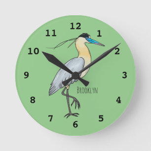 Horloge Ronde Illustration de dessin d'oiseau de héron plafonné