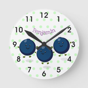 Horloge Ronde Illustration de dessin humoristique mauve de bleue