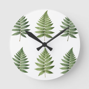 Horloge Ronde Illustration de feuilles de fougère botanique vint