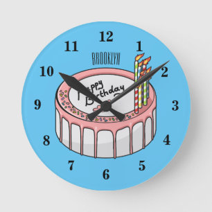 Horloge Ronde Illustration de gâteau d'anniversaire