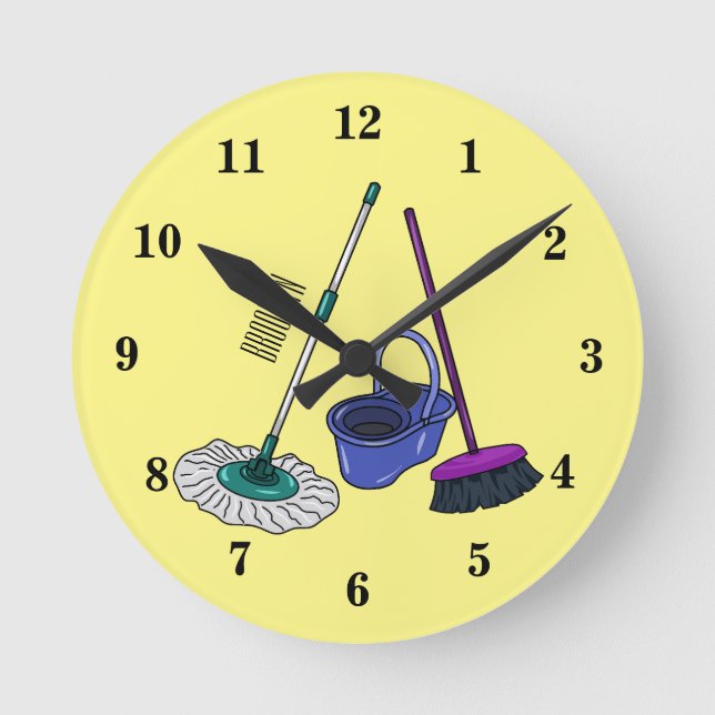 Horloge Ronde Illustration de la bande dessinée Broom & mop (Recto)