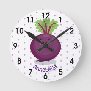 Horloge Ronde Illustration de la caricature de la cuisine à base