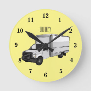 Horloge Ronde Illustration de la caricature du camion-boîte