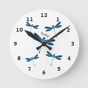 Horloge Ronde Illustration de libellule en dessin animé