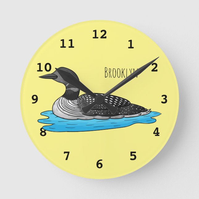 Horloge Ronde Illustration de Loon bird (Recto)