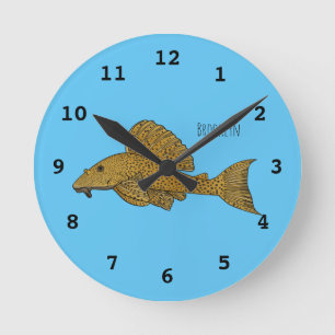 Horloge Ronde Illustration de poisson Pleco