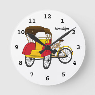 Horloge Ronde Illustration de pousse-pousse pédicab