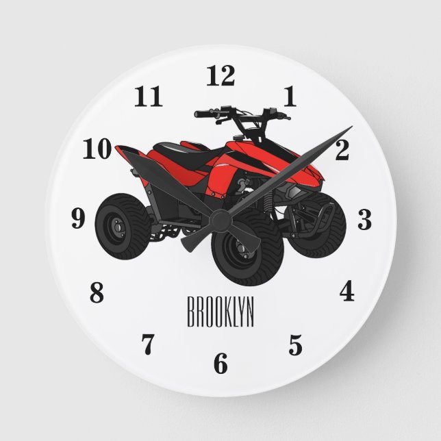 Horloge Ronde Illustration de Quad bike atv (Recto)