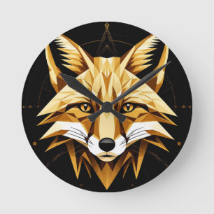 Horloge Ronde Illustration de renard géométrique avec des tons d