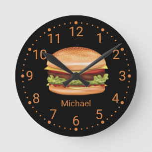 Horloge Ronde Illustration de restauration rapide Hamburger avec