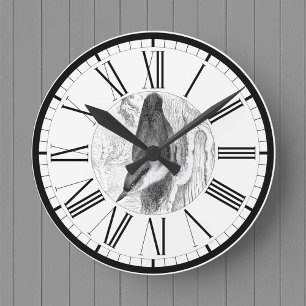 Horloge ronde illustration de sittelle oiseau brit