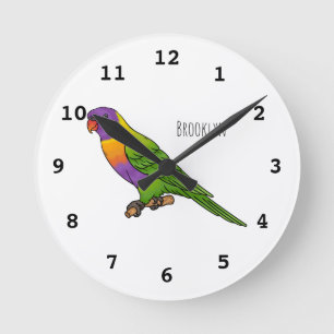 Horloge Ronde Illustration d'oiseau de lorikeet arc-en-ciel