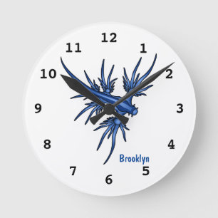 Horloge Ronde Illustration du dragon bleu des limaces de mer