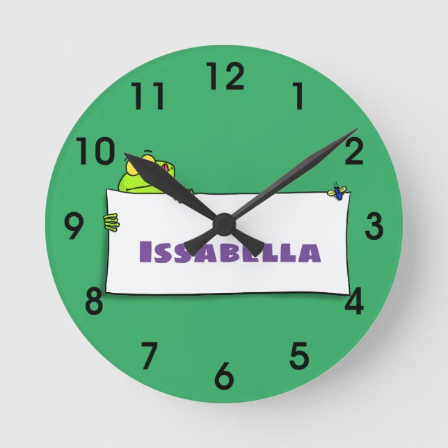 Horloge Ronde Illustration du panneau de grenouille verte mûre (Recto)
