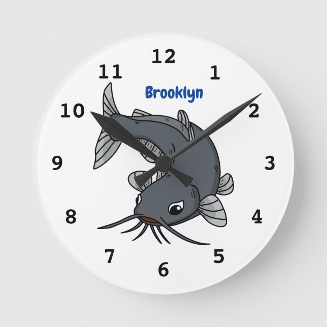 Horloge Ronde Illustration du poisson-chat mignon (Recto)