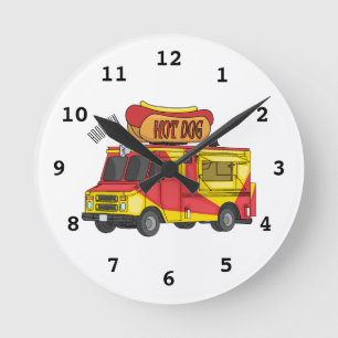 Horloge Ronde Illustration d'un camion de nourriture pour chien 