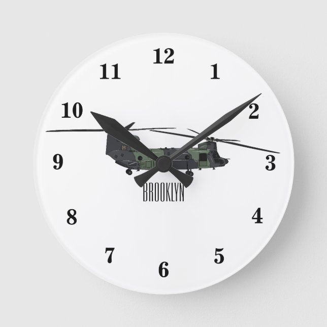 Horloge Ronde Illustration d'un hélicoptère de l'armée de Chinoo (Recto)