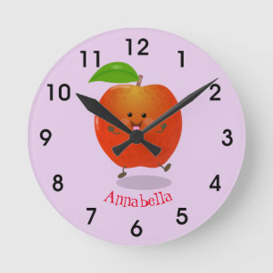 Horloge Ronde Illustration d'une caricature à la pomme de danse 