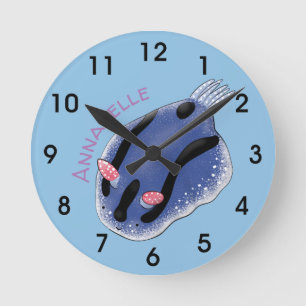 Horloge Ronde Illustration d'une caricature de nudibranches d'un