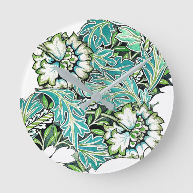 Horloge Ronde Illustration florale Art nouveau william morris (Recto)