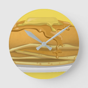 Horloge Ronde Illustration mignonne de sirop de crêpe et d'érabl