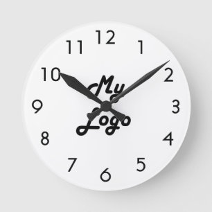 Horloge Ronde Image de logo personnalisée entreprise noir blanc