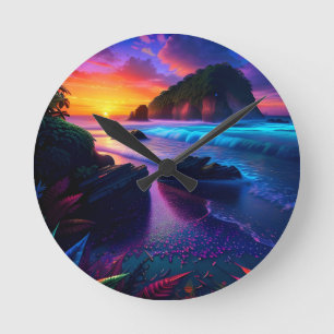 Horloge Ronde Imaginaire Tropical Beach One