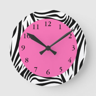 Horloge Ronde Impression Zèbre noir et blanc