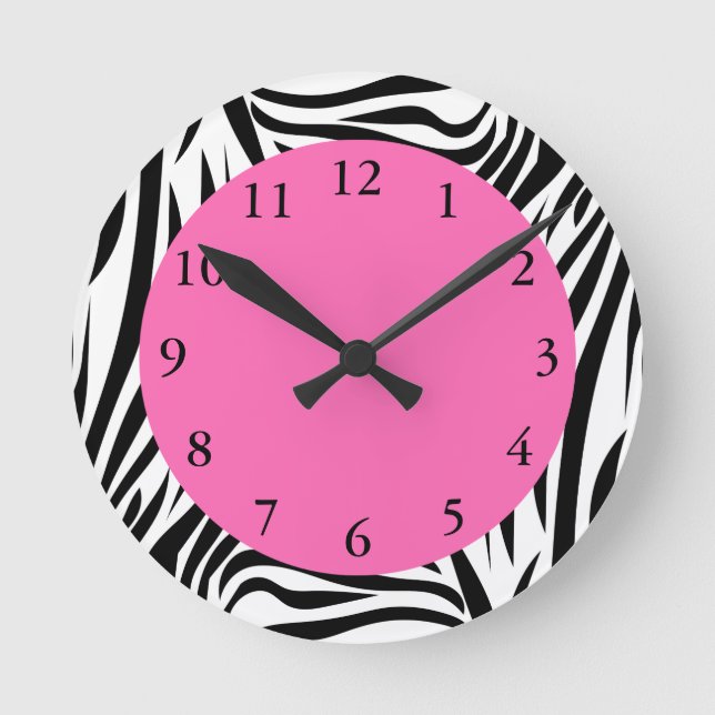 Horloge Ronde Impression Zèbre noir et blanc (Recto)