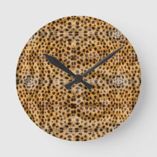 Horloge Ronde Imprimé de fourrure de guépard exotique tendance I