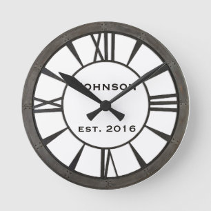 Horloge Ronde Industrial riveted metal-look custom design