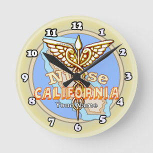 Horloge Ronde Infirmière de Californie Caducée