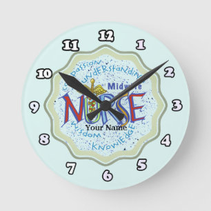 Horloge Ronde Infirmière de la Midwoman Motto
