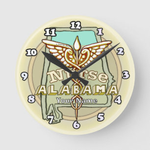 Horloge Ronde Infirmière de l'Alabama Caduceus