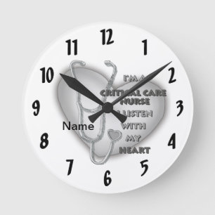 Horloge Ronde Infirmière en soins intensifs Gray Heart