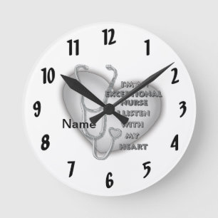 Horloge Ronde Infirmière exceptionnelle du coeur gris