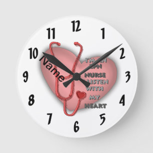 Horloge Ronde Infirmière LPN du Coeur Rouge