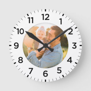 Horloge Ronde Inposition photo personnalisée en blanc