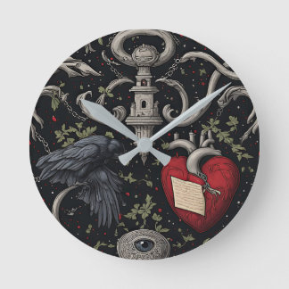 Horloge Ronde Inspiré de Edgar Allan Poe gothique