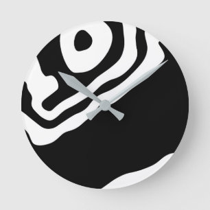 Horloge Ronde Into Deep : Abstrait noir & blanc