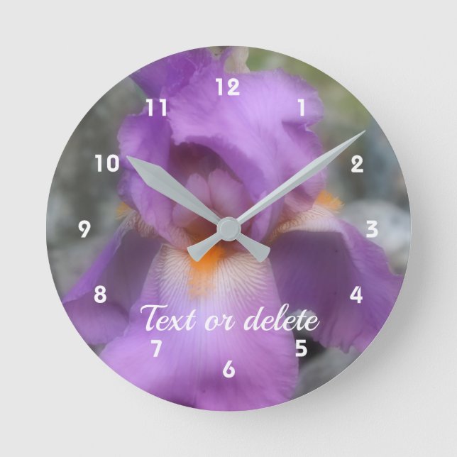 Horloge Ronde Iris barbu fleur lavande personnalisé (Recto)