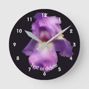 Horloge Ronde Iris barbu lavande personnalisé