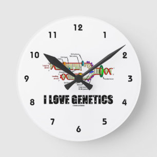 Horloge Ronde J'aime la génétique (la reproduction d'ADN)
