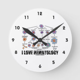 Horloge Ronde J'aime la hématologie (la lignée de globule