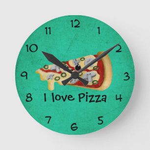 Horloge Ronde J'aime la pizza