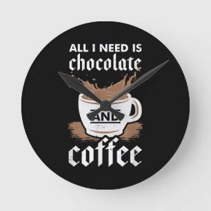 Horloge Ronde J'Aime Le Chocolat Et Le Café
