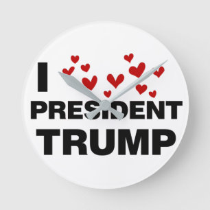 Horloge Ronde J'aime les coeurs du président Trump