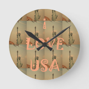 Horloge Ronde J'aime les USA