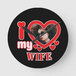 Horloge Ronde J'Aime Ma Femme Personnalisée
